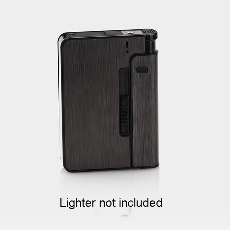 Portable Automatic Cigarette Case Metal Cigarette Holder Box for 10pcs King Size Cigarette Lighter Not Included Gift for Men Dad