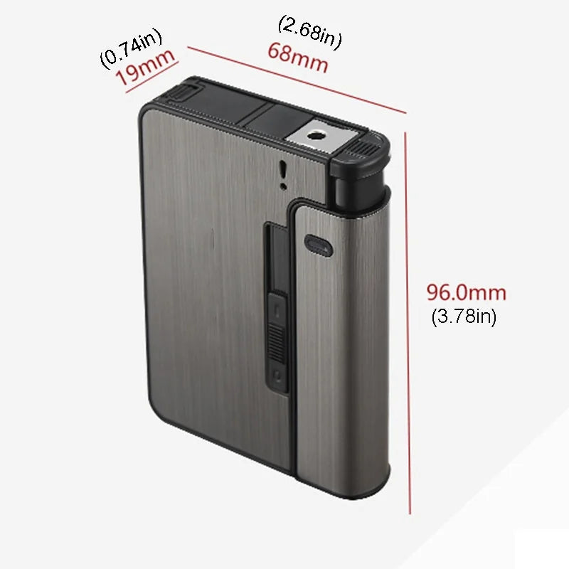 Portable Automatic Cigarette Case Metal Cigarette Holder Box for 10pcs King Size Cigarette Lighter Not Included Gift for Men Dad